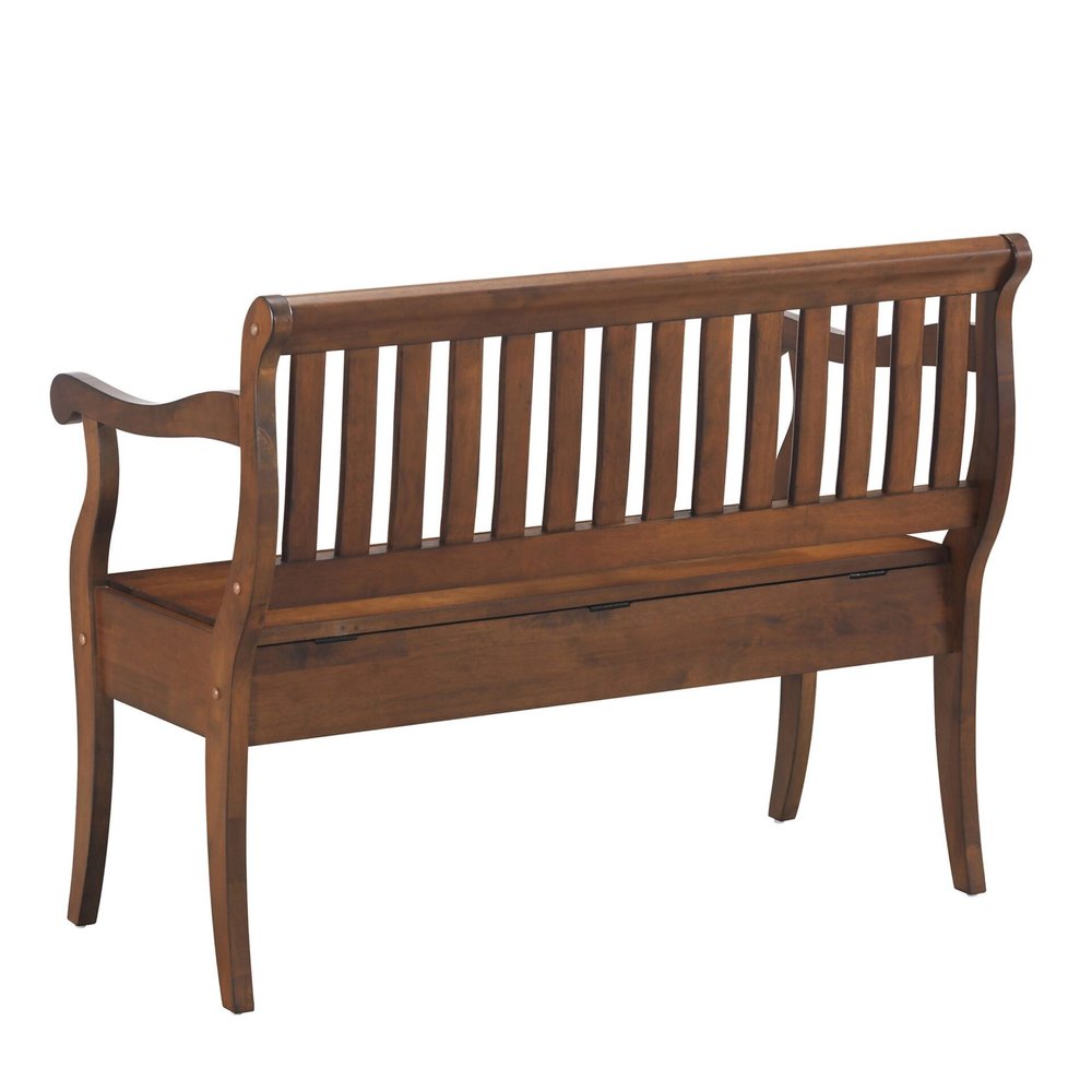 42" Dark Brown Solid Wood Storage Bench With Flip Top