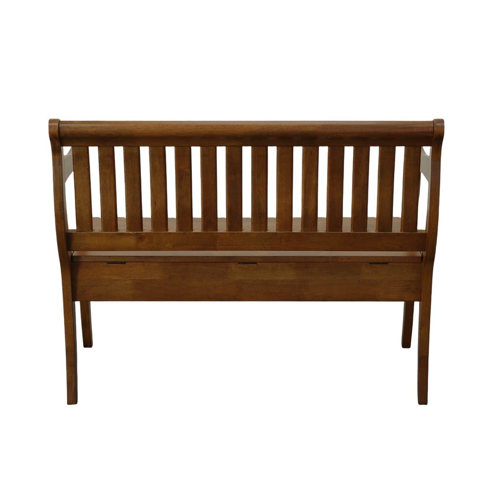 42" Dark Brown Solid Wood Storage Bench With Flip Top