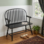 44" Black Wood Windsor Spindle Back Bench