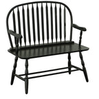44" Black Wood Windsor Spindle Back Bench