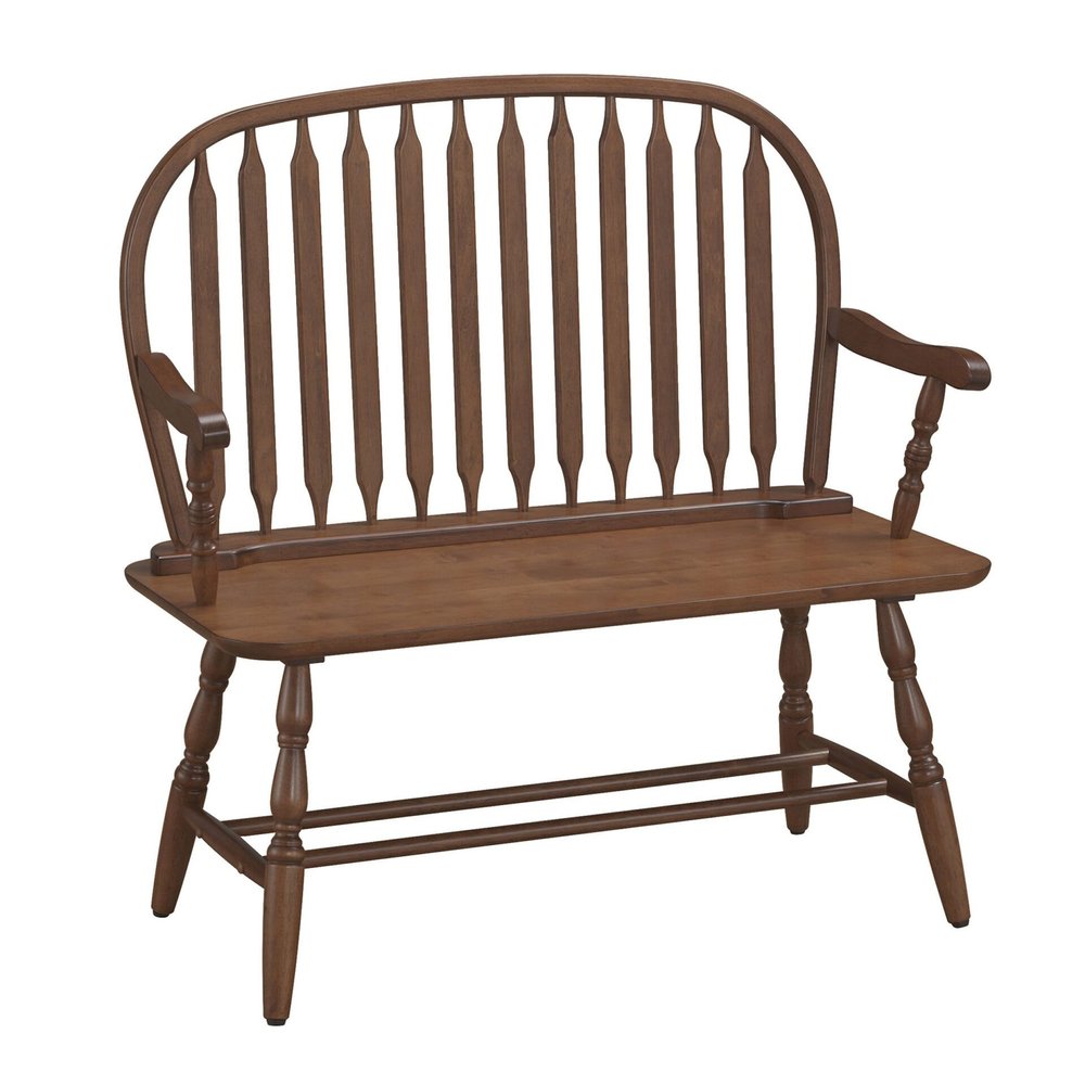 44" Black Wood Windsor Spindle Back Bench