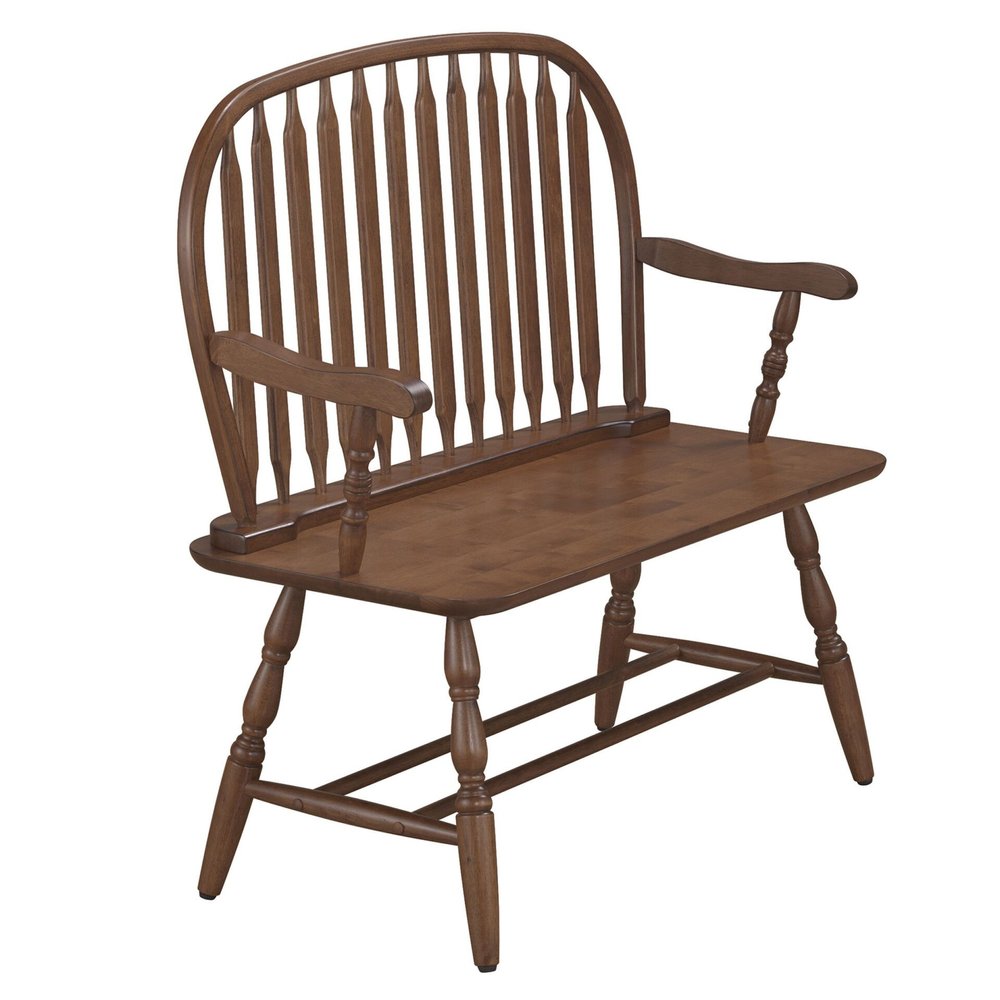 44" Black Wood Windsor Spindle Back Bench