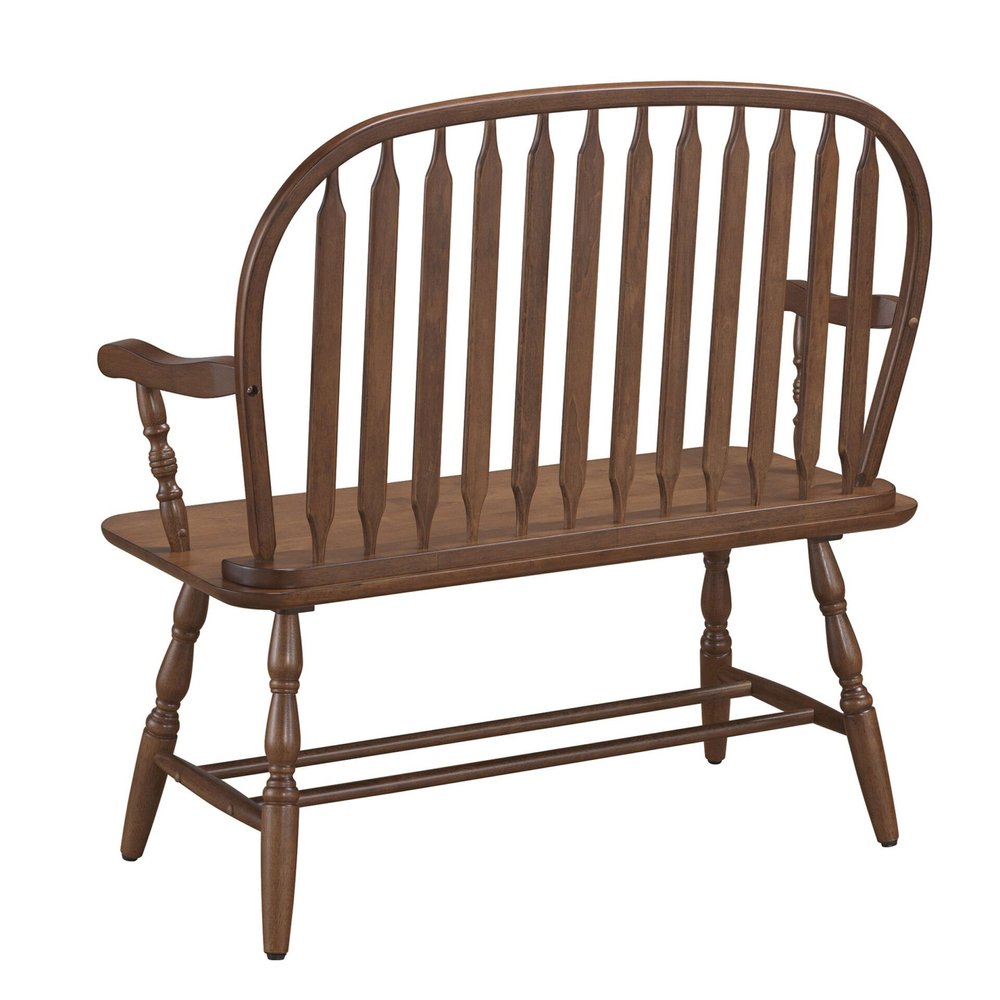 44" Black Wood Windsor Spindle Back Bench