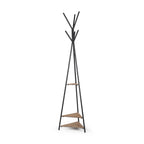 71" Black Metal Six Hook Freestanding Coat Rack