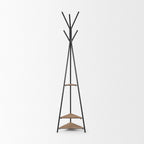 71" Black Metal Six Hook Freestanding Coat Rack