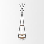71" Black Metal Six Hook Freestanding Coat Rack