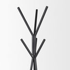 71" Black Metal Six Hook Freestanding Coat Rack