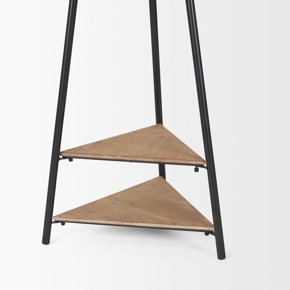 71" Black Metal Six Hook Freestanding Coat Rack