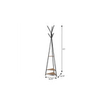 71" Black Metal Six Hook Freestanding Coat Rack