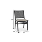 Set of Two Beige And Black Fabric And Solid Wood Partially Open Back Dining Side Chairs