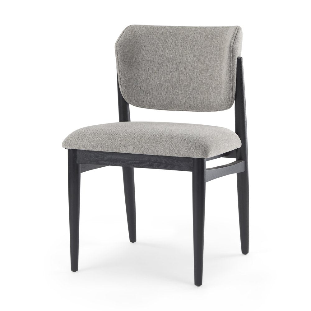 Set of Two Gray And Black Fabric And Solid Wood Dining Side Chairs