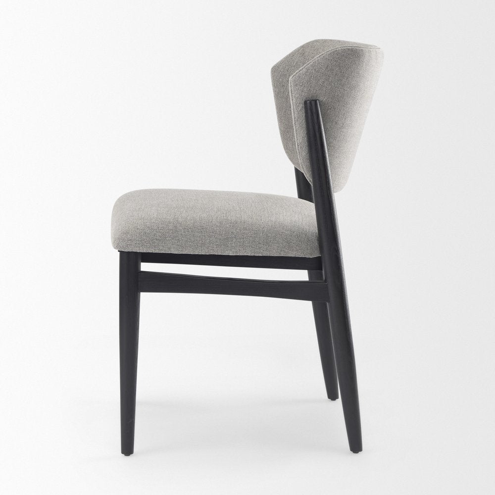 Set of Two Gray And Black Fabric And Solid Wood Dining Side Chairs