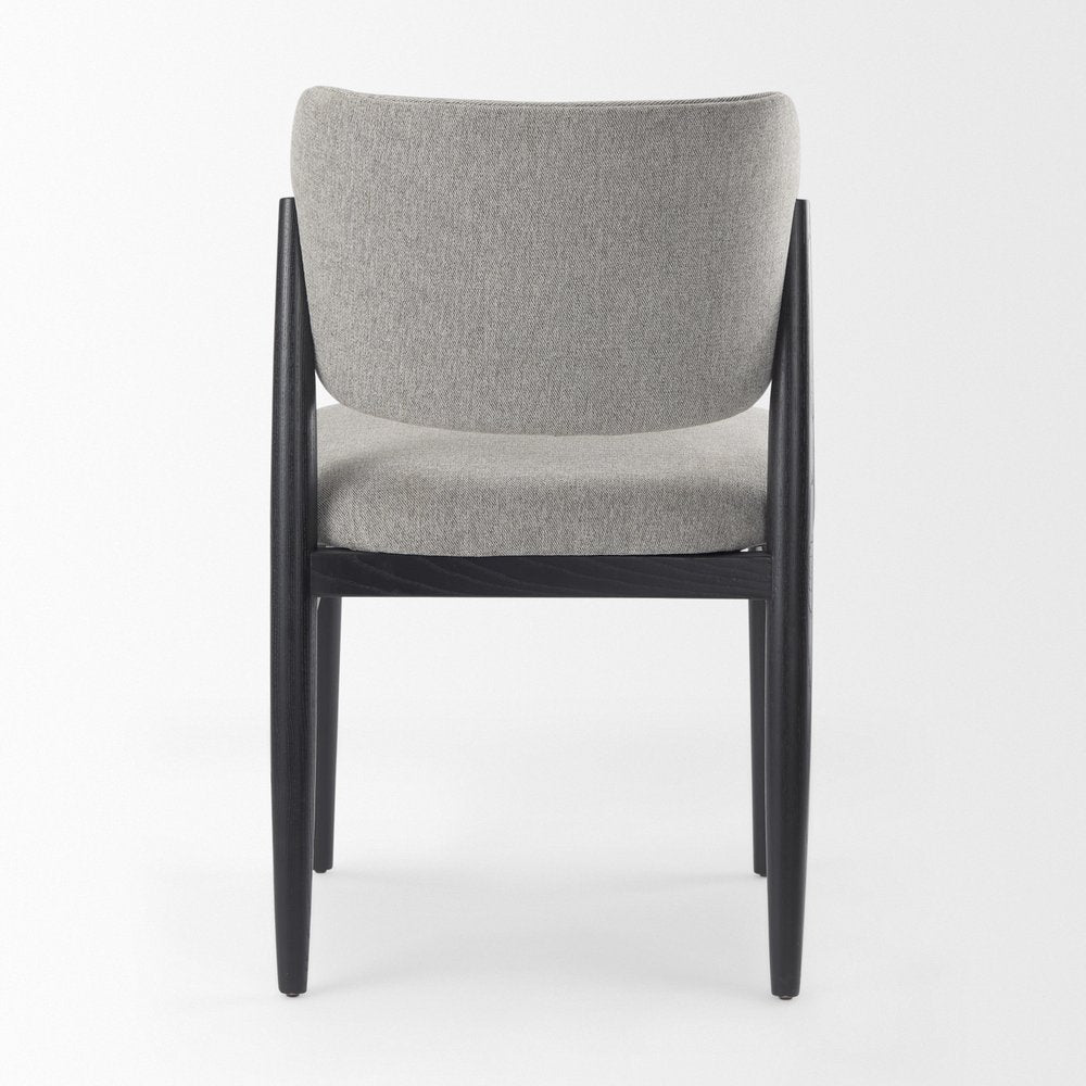 Set of Two Gray And Black Fabric And Solid Wood Dining Side Chairs
