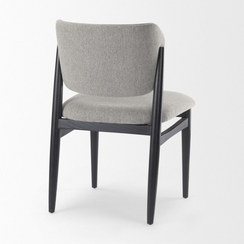Set of Two Gray And Black Fabric And Solid Wood Dining Side Chairs