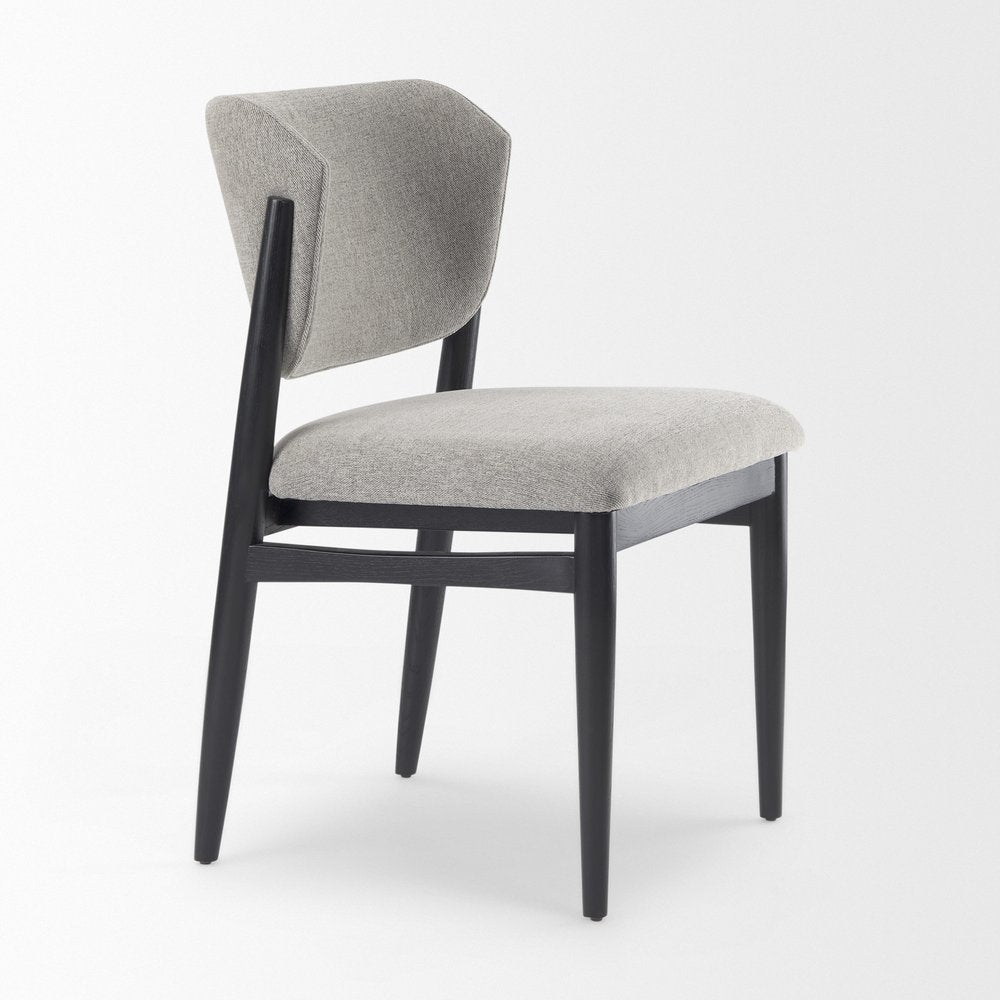 Set of Two Gray And Black Fabric And Solid Wood Dining Side Chairs