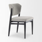 Set of Two Gray And Black Fabric And Solid Wood Dining Side Chairs