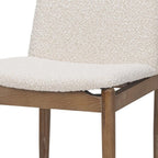Set of Two Cream And Brown Boucle And Solid Wood Dining Side Chairs