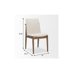 Set of Two Cream And Brown Boucle And Solid Wood Dining Side Chairs