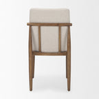 Set of Two Cream And Brown Boucle And Solid Wood Dining Side Chairs