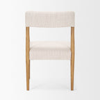 Cream And Brown Fabric And Solid Wood Open Back Dining Arm Chair