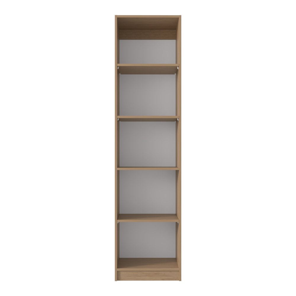 71" Natural Wood Five Tier Bookcase