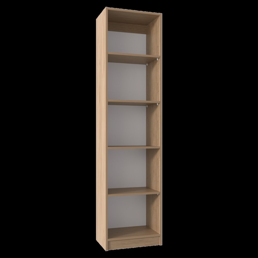 71" Natural Wood Five Tier Bookcase