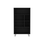41" Black Wood Six Tier Bookcase