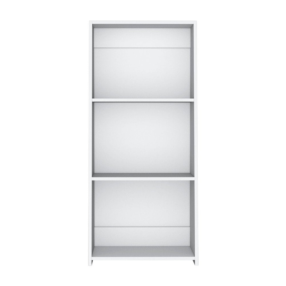 47" White Wood Three Tier Bookcase