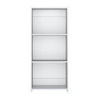47" White Wood Three Tier Bookcase