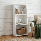 47" White Wood Three Tier Bookcase