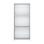47" White Wood Three Tier Bookcase