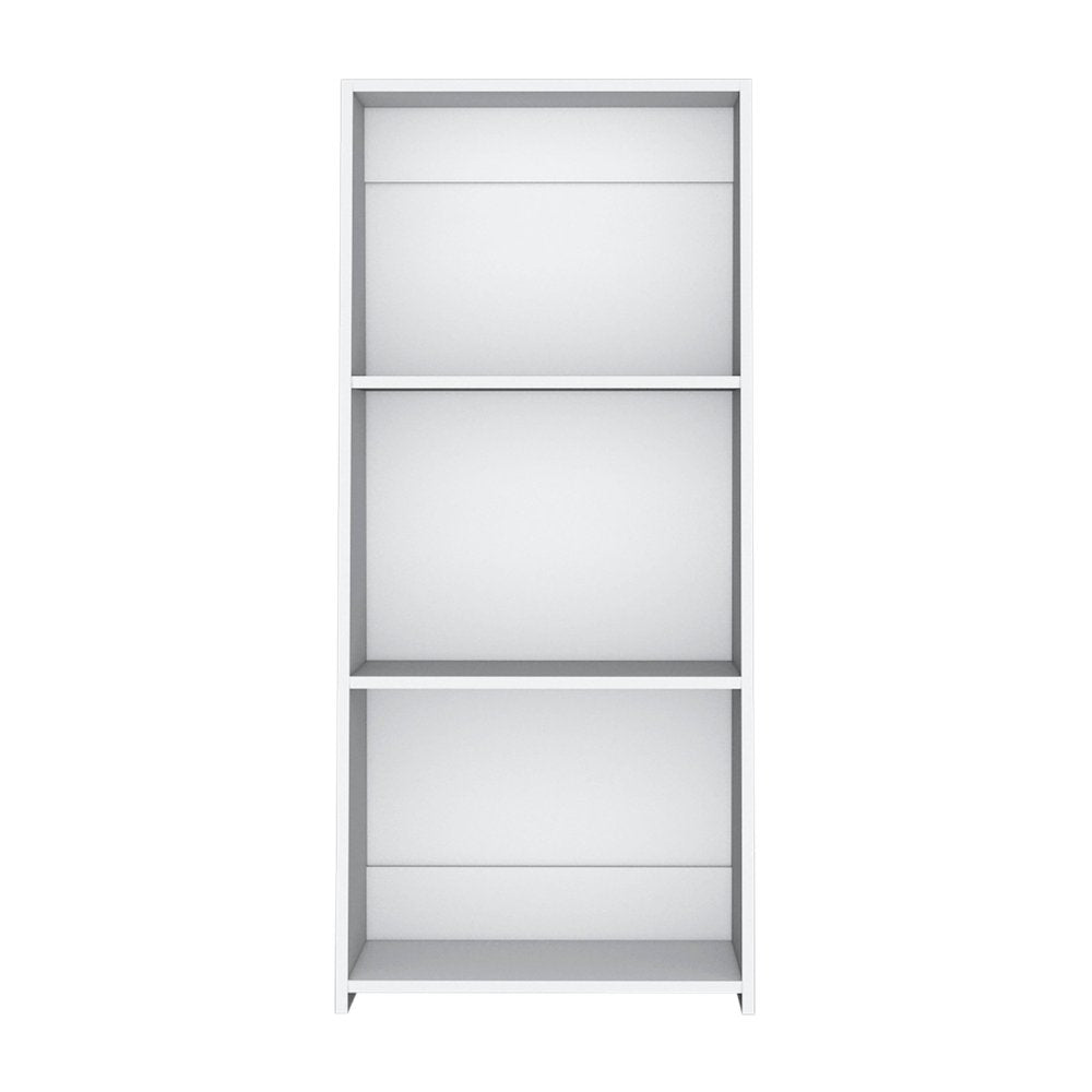 47" White Wood Three Tier Bookcase