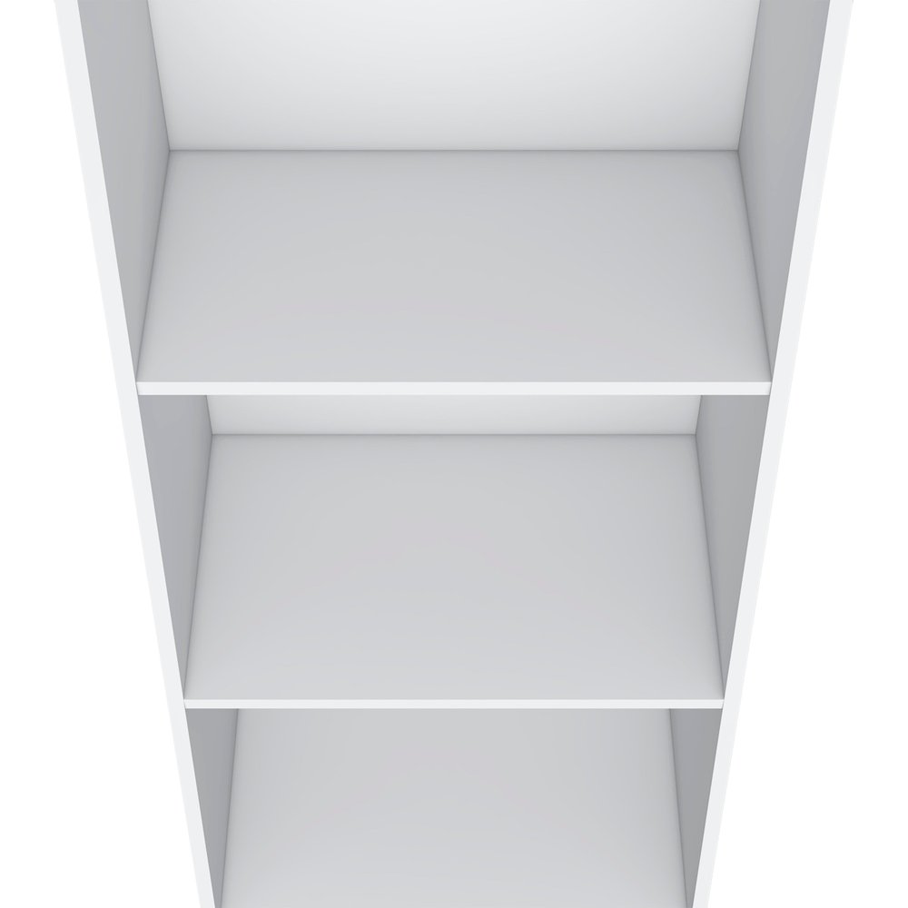47" White Wood Three Tier Bookcase