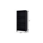 47" Black Wood Three Tier Bookcase