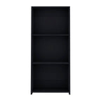 47" Black Wood Three Tier Bookcase