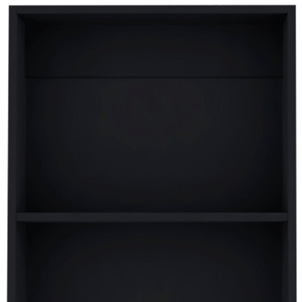47" Black Wood Three Tier Bookcase
