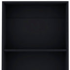 47" Black Wood Three Tier Bookcase