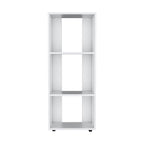 39" White Wood Three Tier Bookcase