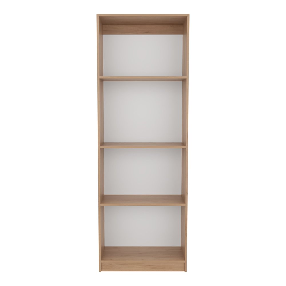 71" Natural Wood Four Tier Bookcase