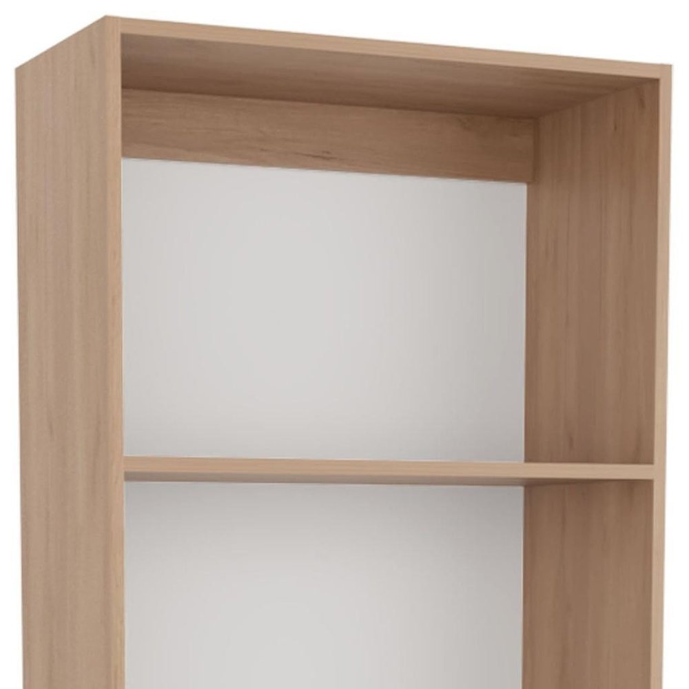 71" Natural Wood Four Tier Bookcase