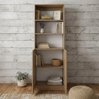 71" Natural Wood Three Tier Bookcase