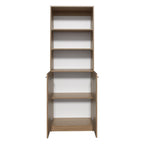 71" Natural Wood Three Tier Bookcase