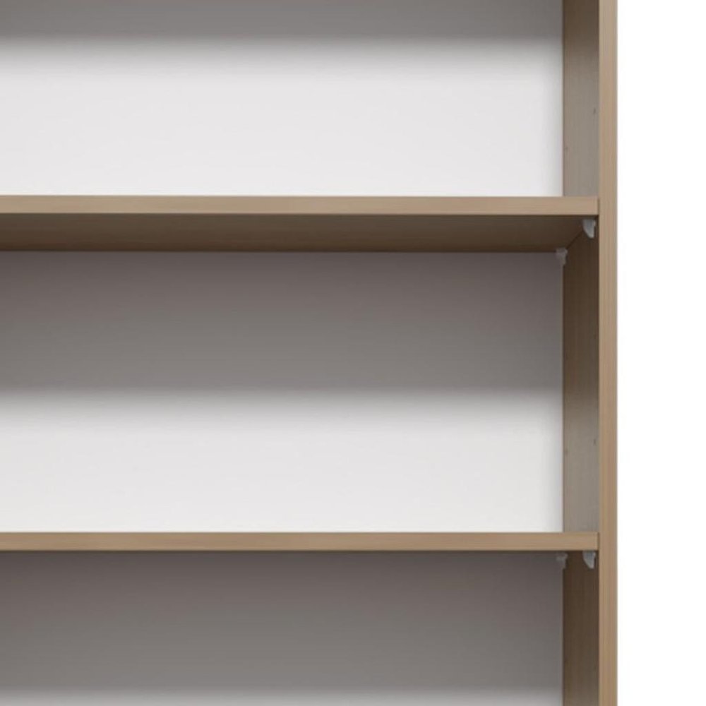 71" Natural Wood Three Tier Bookcase