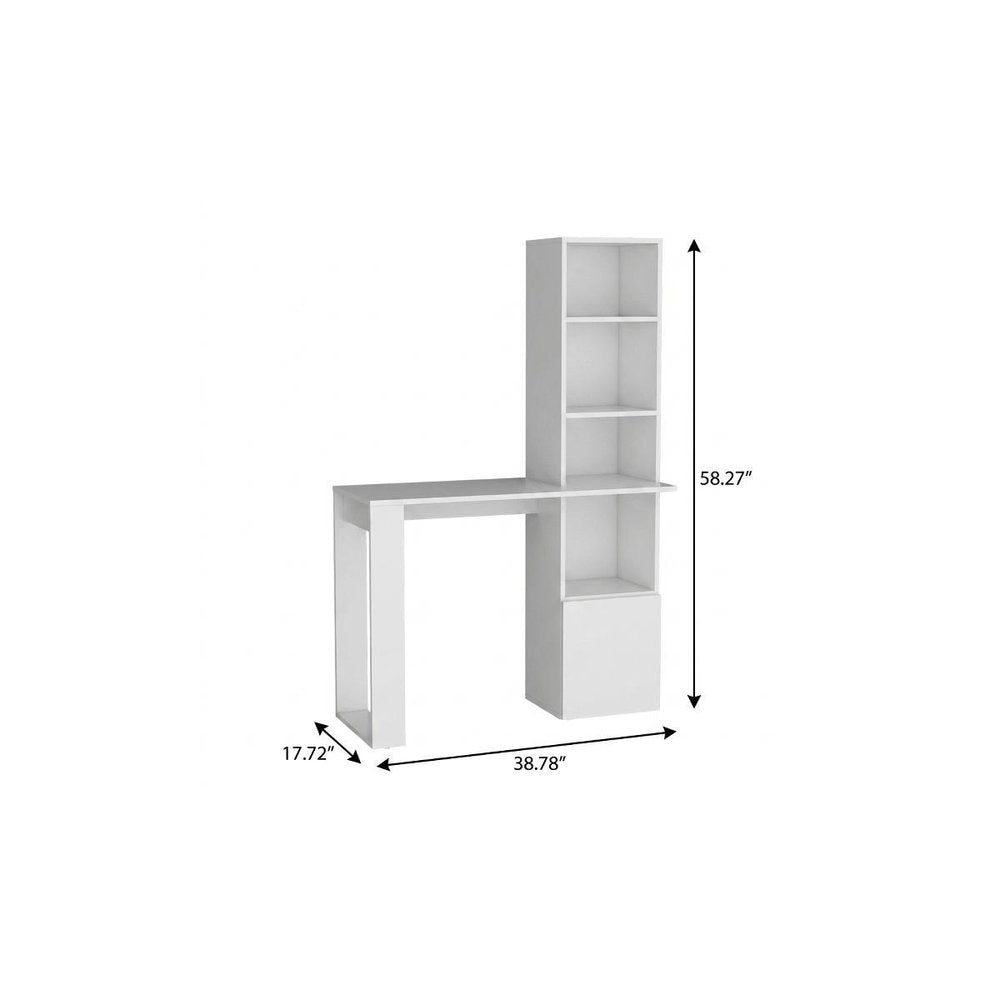 39" White Wood Pedestal Computer Desk