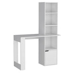 39" White Wood Pedestal Computer Desk