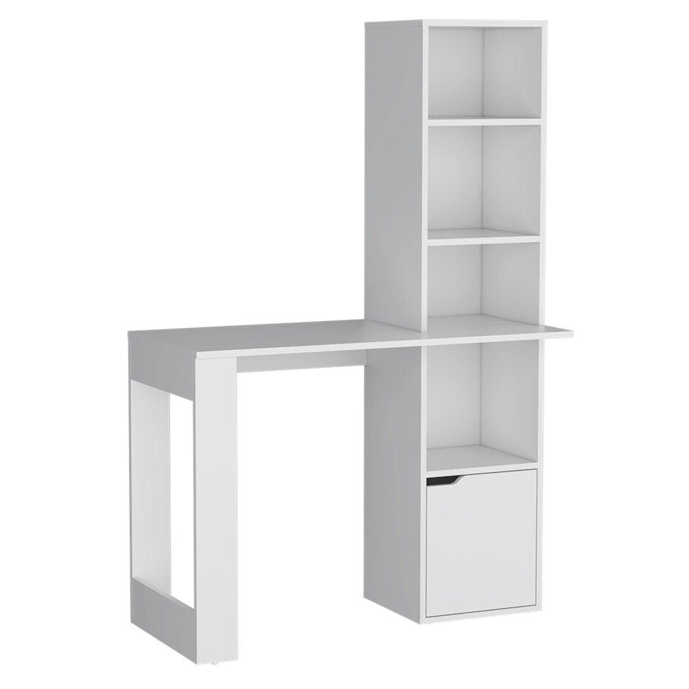 39" White Wood Pedestal Computer Desk