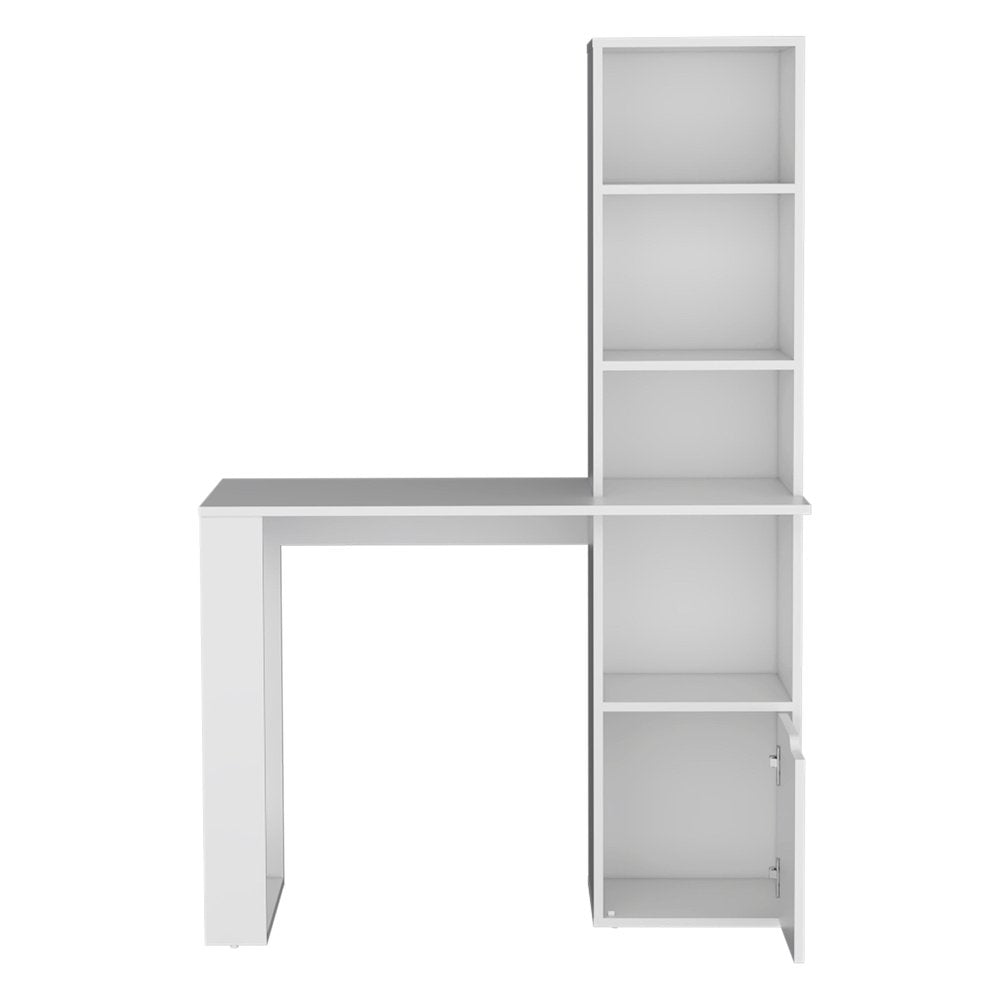 39" White Wood Pedestal Computer Desk
