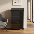 22" Black Wood Rolling Bar Cart