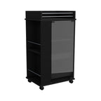 22" Black Wood Rolling Bar Cart