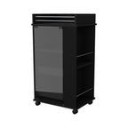 22" Black Wood Rolling Bar Cart